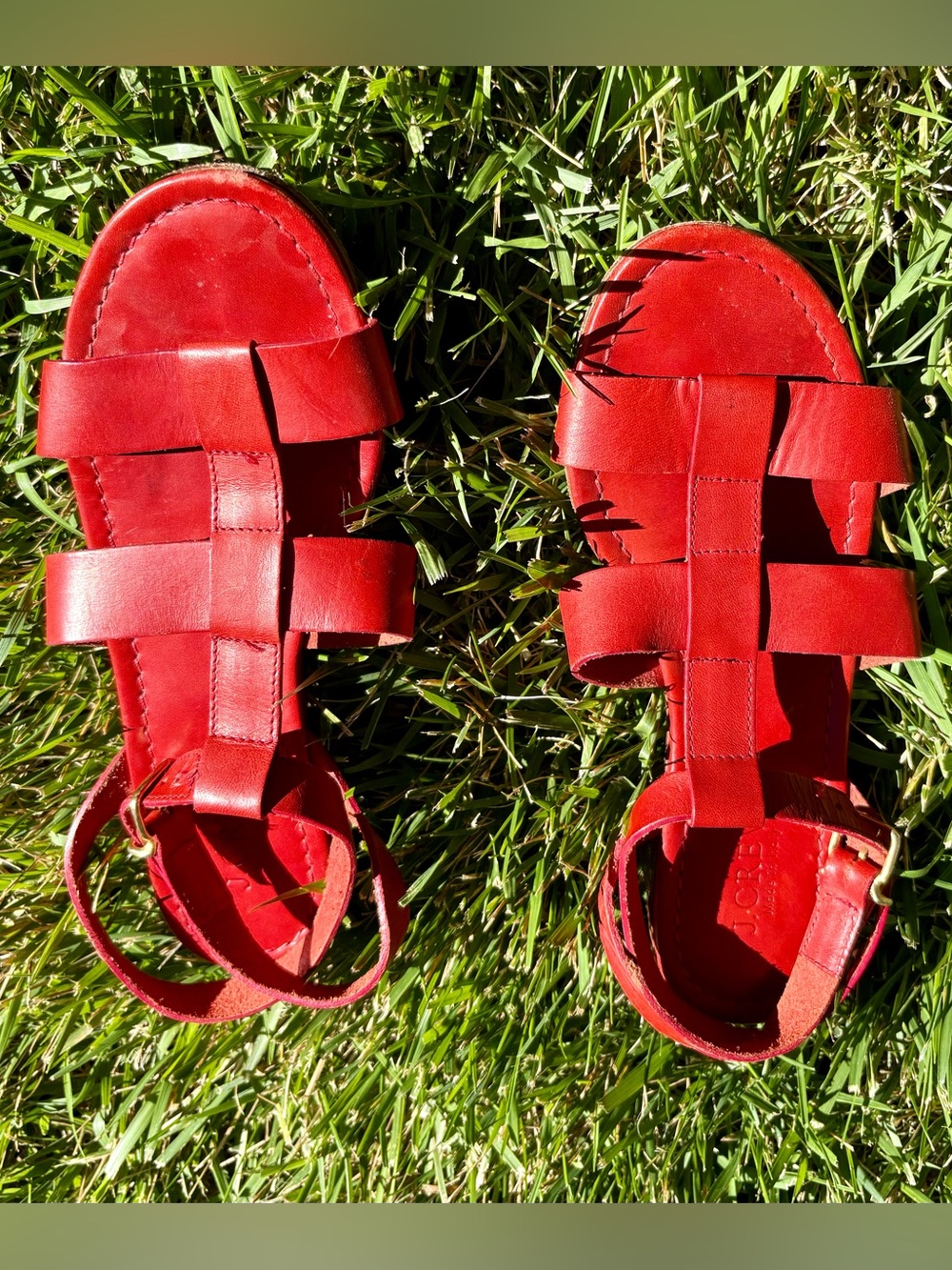 Red Strappy Leather Sandals
